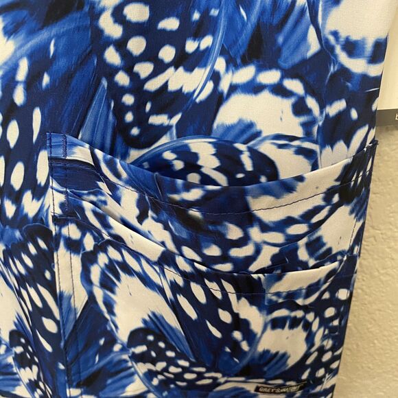 Grey's Anatomy by Barco Women Scrub Top S Blue Butterfly Short Sleeve V Neck - Picture 6 of 7